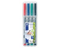 Stylo feutre Staedtler Lumocolor 315 M effaçable écriture moyenne - Étui de 4 couleurs classiques
