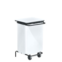 Support de sacs poubelles mobile 110 Litres à pédale blanc