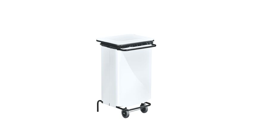 Support de sacs poubelles mobile 110 Litres à pédale blanc