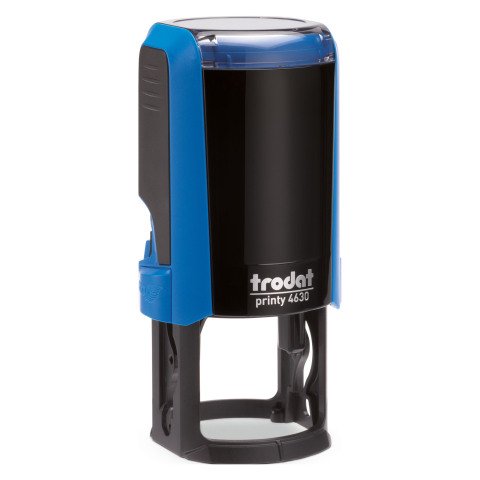 Trodat Printy 4630 Redondos sello con texto personalizado 6 líneas Ø 30 mm monocromo carcasa Azul