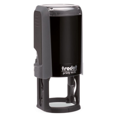 Trodat Printy 4630 Redondos sello con texto personalizado 6 líneas Ø 30 mm monocromo carcasa gris