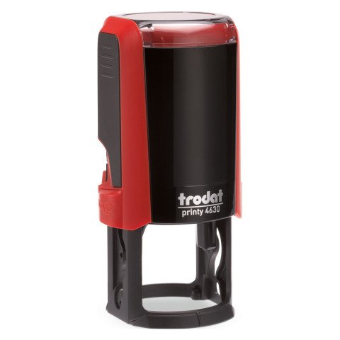 Trodat Printy 4630 Redondos sello con texto personalizado 6 líneas Ø 30 mm monocromo Carcasa roja