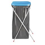 Pliable waste bag holder with blue lid