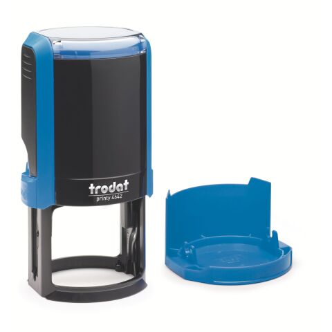 Trodat Printy 4642 Redondos sello con texto personalizado 8 líneas Ø 42 mm monocromo Carcasa Azul