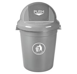 Papelera 80 litros Push redonda gris