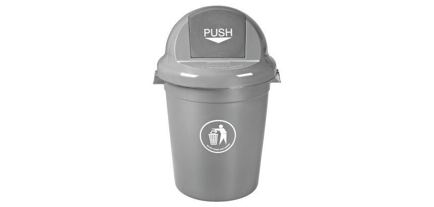 Poubelle 80 litres Push ronde grise