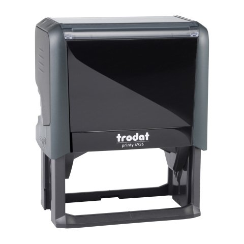 Trodat Printy 4926 Formato Grande sello con texto personalizado 8 líneas 75 x 38 mm monocromo carcasa Gris