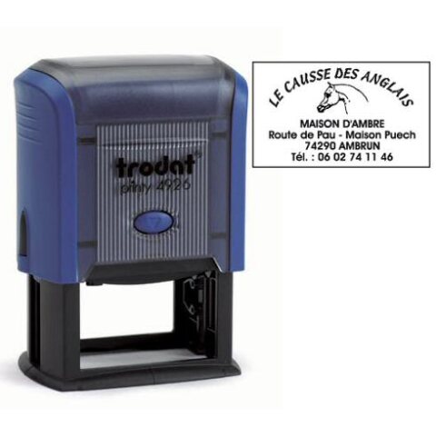 Trodat Printy 4926 Formato Grande sello con texto personalizado 8 líneas 75 x 38 mm monocromo Carcasa Azul