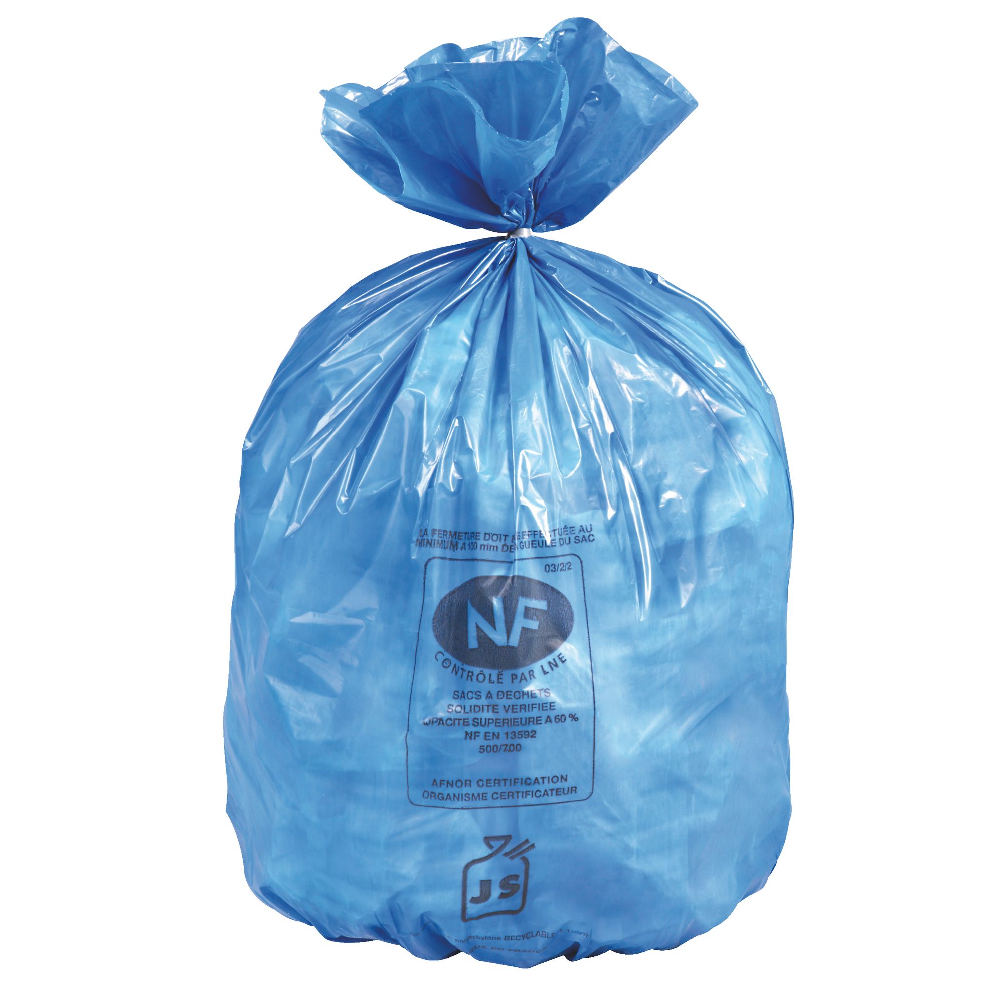 Sac poubelle 30 litres NF bleu 100 sacs sur bruneau.be