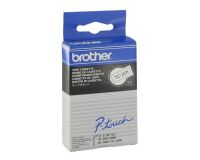 Cinta laminada blanca sobre negro Brother TC201 de 12 mm x 7.7 m