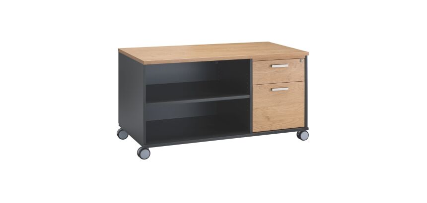 Console 2 tiroirs décor chêne clair - Exprim