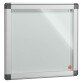 Information board, coloured frame, hinged door, H 71 x W 74 cm, for 6 sheets