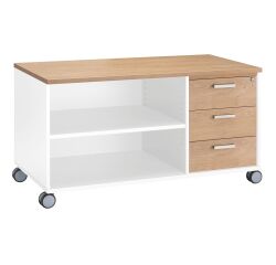 Mobile side cabinet Eden 3 drawers color light oak