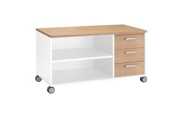 Mobile side cabinet Eden 3 drawers color light oak