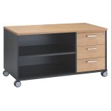 Mobile side cabinet Eden 3 drawers color light oak