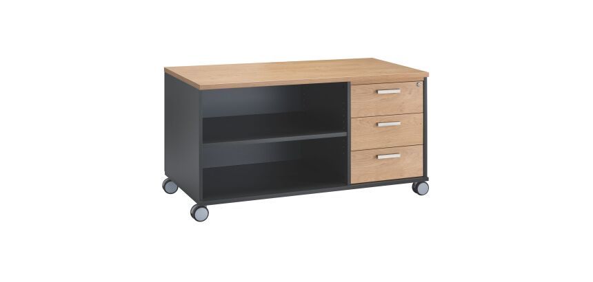 Console Eden 3 tiroirs décor chêne clair