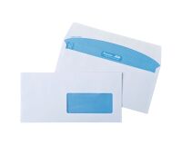Box of 100 envelopes GPV white 110 x 220 mm printable with window 45 x 100 mm