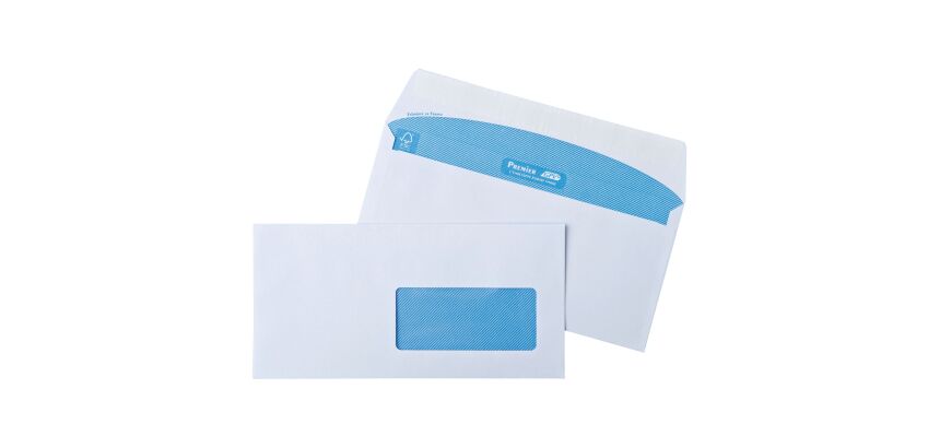 Enveloppe GPV blanche 110 x 220 mm imprimable - format DL - avec fenêtre 45 x 100 mm - boîte de 100