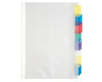 Fundas multitaladro divisora tamaño A4+ en polipropileno transparente OXFORD 8 pestañas multicolor - 1 juego