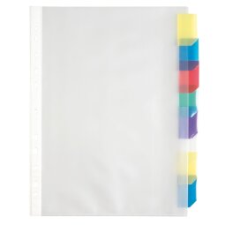 Pochette intercalaire de format A4+ polypropylène incolore OXFORD 8 onglets multicolores - 1 jeu