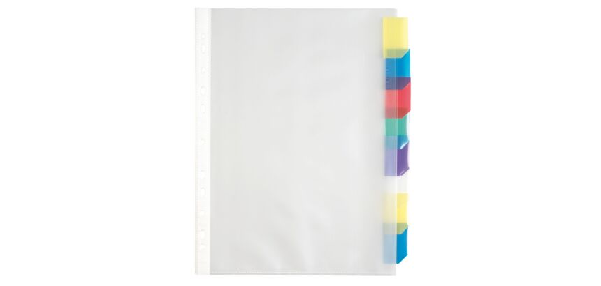 Pochette intercalaire A4+ polypropylène incolore Oxford 8 onglets multicolores - 1 jeu