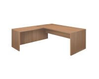 Bureau avec retour à gauche simple L 180 x P 90 cm, piétement plein bois - Greko