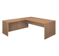 Bureau avec retour à gauche simple L 180 x P 90 cm, piétement plein bois - Greko