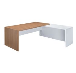 Bureau avec retour à droite simple L 180 x P 90 cm, piétement plein bois - Greko