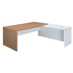 Bureau avec retour à droite simple L 180 x P 90 cm, piétement plein bois - Greko