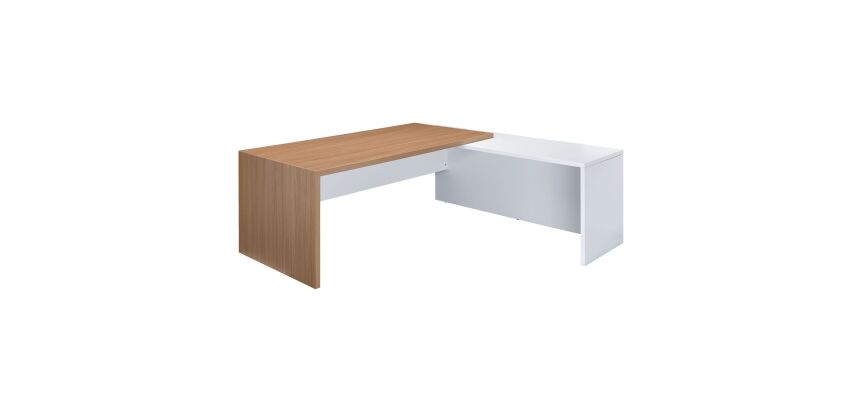 Bureau avec retour à droite simple L 180 x P 90 cm, piétement plein bois - Greko