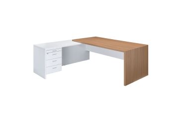 Executive desk with wooden base and return on pedestal Essenzza