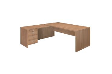 Bureau Direction avec retour sur caisson piètement bois Essenzza