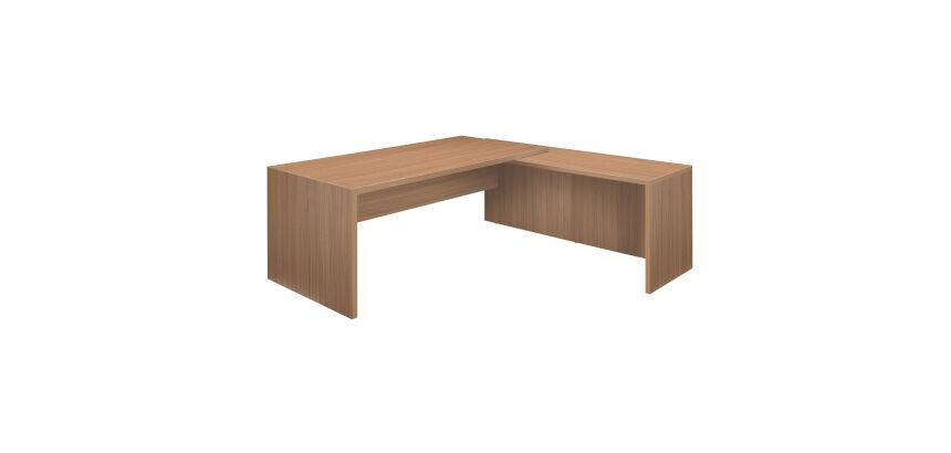 Bureau avec retour à droite simple L 180 x P 90 cm, piétement plein bois - Greko