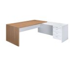 Bureau avec retour à droite sur caisson L 180 x P 90 cm, piétement plein bois - Greko