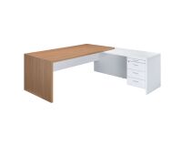 Office desk with return and wooden leg Essenzza