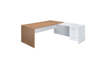 Office desk with return and wooden leg Essenzza
