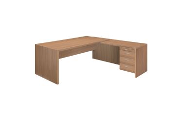 Office desk with return and wooden leg Essenzza