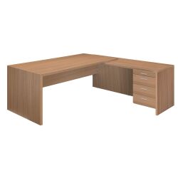Office desk with return and wooden leg Essenzza