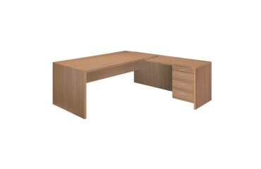Bureau Direction avec retour sur caisson piètement bois Essenzza