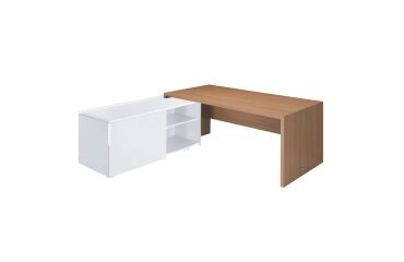 Directie werkpost met bijzetkast links houten onderstel Essenzza