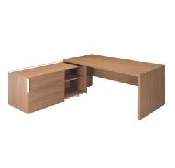 Directie werkpost met bijzetkast links houten onderstel Essenzza