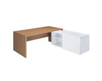 Bureau avec retour à droite sur desserte L 180 x P 90 cm, piétement plein bois - Greko
