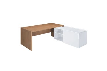 Bureau Direction avec retour sur desserte piètement bois Essenzza