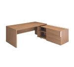 Bureau avec retour à droite sur desserte L 180 x P 90 cm, piétement plein bois - Greko