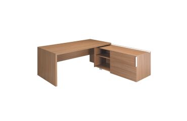 Bureau Direction avec retour sur desserte piètement bois Essenzza