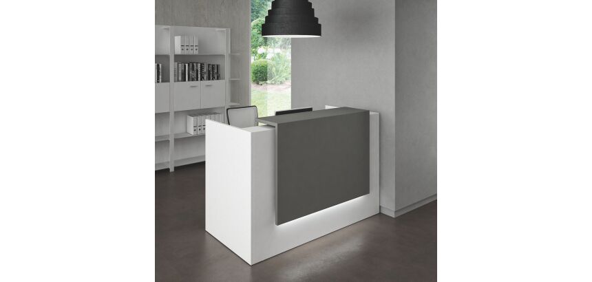 Banque d'accueil compacte blanc/anthracite L 166 cm haute - Guest