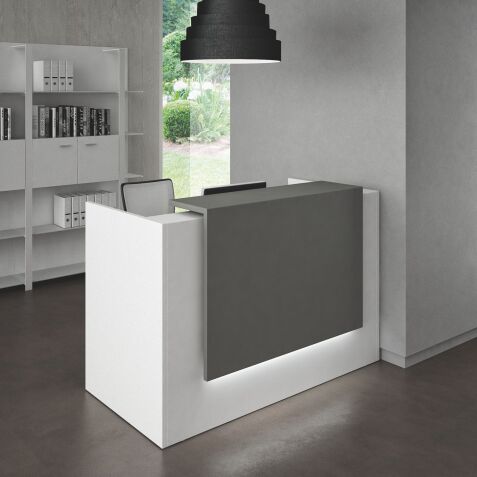 Banque d'accueil compacte blanc/anthracite L 166 cm haute - Guest
