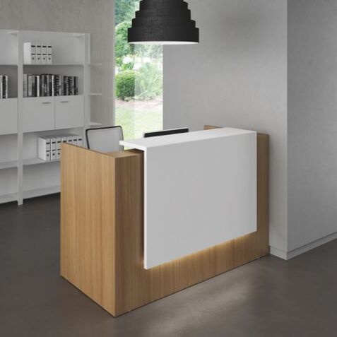 Banque d'accueil compacte noyer/blanc L 166 cm haute - Guest