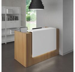 Banque d'accueil compacte noyer/blanc L 166 cm haute - Guest