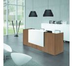 Banque d'accueil droite noyer/blanc L 246 cm haute - Guest